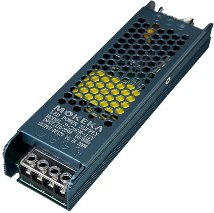 MOKEKA Alimentatore Switching alimentatori trasformatori Alimentatore 12V 16.7A 200W LED Driver Trasformatore Convertitore AC 110/220V Adattatore LED a Tensione Costante per Striscia LED (16.7A-200W)