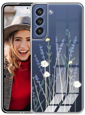 POUHYE Hülle für Samsung Galaxy S21 5G Handyhülle, Klare Flexible Silikon Stoßfest Cover, 1,5 mm Dicke Stoßdämpfung Samsung Galaxy S21 5G Schutzhülle [Nicht-Vergilbung] [Anti Slip] Lavendel