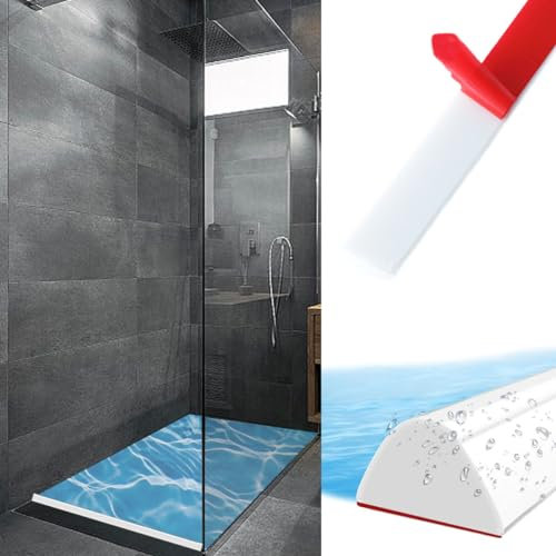 Zamety Borde Plato Ducha, 100 CM Perfil Silicona Ducha, Plegable Barrera Agua Ducha, Barrera de Ducha Retención Autoadhesiva, para Encimera Cocina Bordes de Ducha y Bañeras
