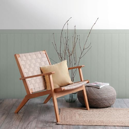 AS Creation Green Classic Wood Wallpaper - 5m x 106cm - Dado Wall Panel Vinyl - Textured Wood Slats - Living Room & Bedroom