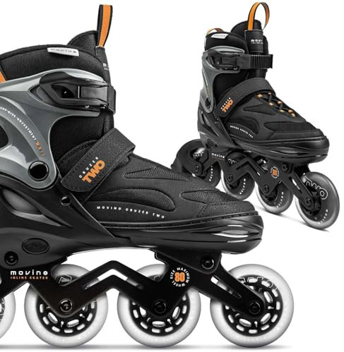 Movino Inline Skates Cruzer Two Rollschuhe Kinder Mädchen Jungen Inliner Rollerskates Fitness Sport Outdoor Inliner für Kinder Inlineskates Verstellbar Großen Rädern 80 mm Kids-Inliner, XL (42-45)