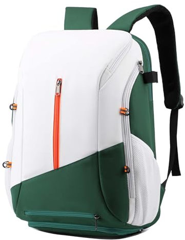 Vmokki Tennis Rucksack für 2 Schläger Sportrucksack mit Schuhfach Wasserdicht Fußball, Basketball, Baseball, Badminton Rucksäcke Damen Herren Groß (Grün)