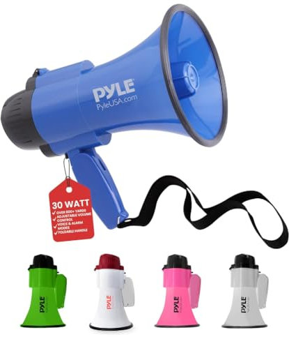 GK SOUND 1 PMP31BL blaues Megaphon 30 Watt max. bis zu 750 Meter mit integrierter Sirene für den Innen- und Außenbereich, 1 Stück