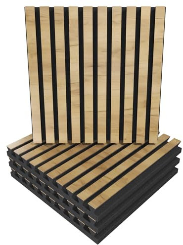 Slat Sound Absorption-Diffuse Acoustic Panel | 50x50x5cm | Absorption - Diffusion - Reflection - Soundproofing | Color Plates: (x4 POLE, Oak)