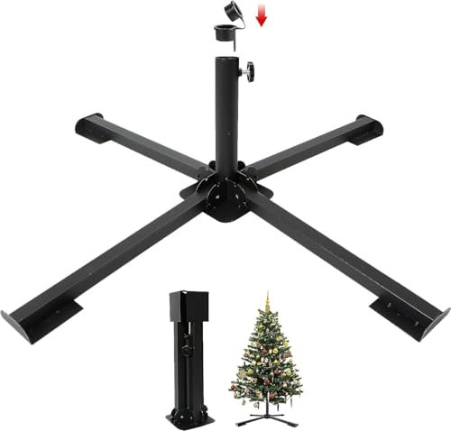 Foldable Christmas Tree Stand for 60cm to 230cm Christmas Tree, Heavy-Duty Metal Christmas Tree Base for Live and Artificial Trees, Supports Up to 50kg, 2.54cm to 3.65cm Diameter