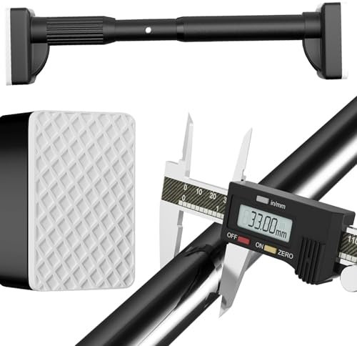 Teleskopstange 40-500m, Gardinenstange Ohne Bohren, Vorhangstange zum Klemmen, Ø33mm Edelstahl Duschvorhangstange, Klemmstange Ausziehbar, für Badezimmer und Kleiderschrank(Schwarz,410-500cm/162-196in
