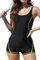 SHEKINI Costume da Bagno Intero Donna Cutout Costume Intero Sportivo Donna Piscina Controllo Addominale Costume da Bagno Sportivo(S, Nero-Giallo)
