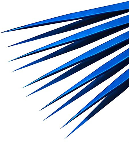 Ensemble de pinces à épiler. Ensemble de pinces à épiler ultra fines et pointues Blue Flying Line. Outils de réparation de composants électroniques trempés à pointe droite en acier inoxydable Ensemble