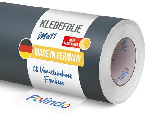 FOLINDO Möbelfolie selbstklebend 073 Dunkelgrau Matt 5m x 63 cm - Klebefolie Möbel, Klebefolie Küche, Möbelfolie, Folie für Möbel, Möbelfolie selbstklebende Folie, Küchenfolie selbstklebend