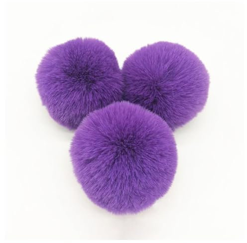 BrightGlow Kunstfell Pompon 8cm Weiche Pompons zum Basteln Groß Pom Pom Bälle Fellbommel Kunstfell-Pom-Poms DIY Pom Pom Bälle Kaninchenfell Bommel für Mützen Beanies Tasche Tiefes Violett 10 Stück