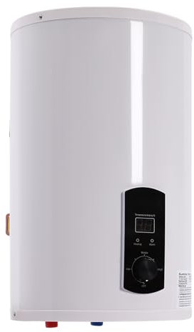 Scaldabagno elettrico con doccia a mano e faucet per bagno e cucina, riscaldamento elettrico efficiente, forma moderna verticale (bianco, 50L)