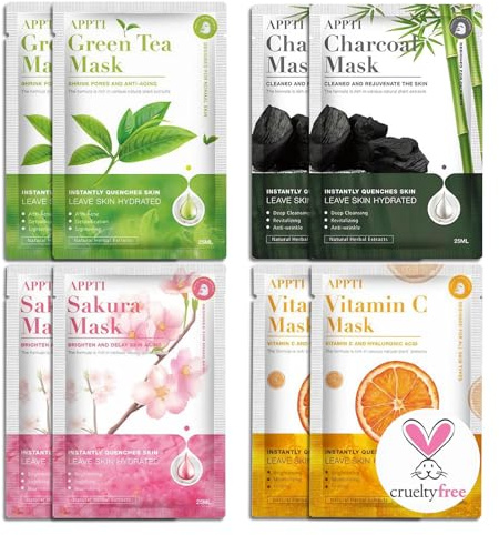 Somnr 8 PCS Sheet Face Mask, Moisturizing Hydrating Sheet Masks Multipack | Nourishing, Brightening Daily Care Face Sheet Mask, Pure Natural Plant Extracts, Face Masks Skincare for All Skin Types