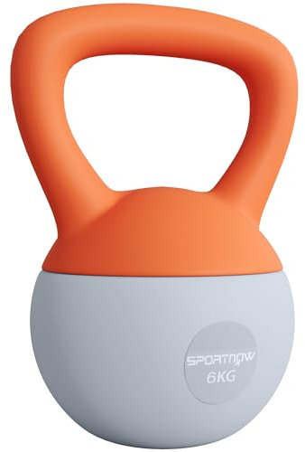 SPORTNOW Soft Kettlebell, 6kg Kettle Bell with Non-Slip Handle for Home Gym Weight Lifting and Strength Training, Orange and Grey