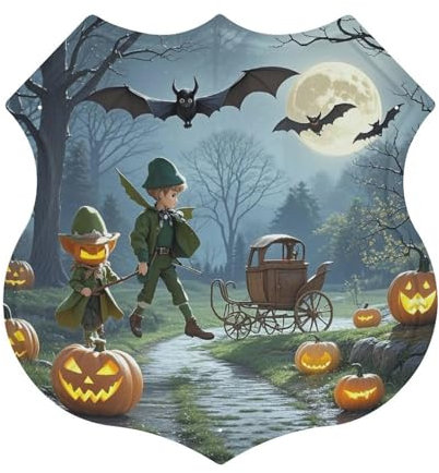 JTREWBV Schild-Form, Wandbehang, Deko, Motiv: toter Baum, Kürbiskutsche, Wandkunst, Schilder, Eisen, hängendes Bild, Wandkunst, Metall-Posterdekoration