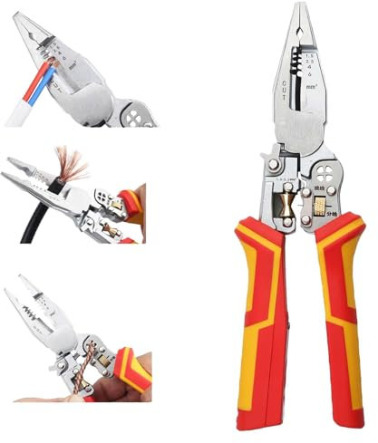 Alicates pelacables 9 en 1 con función de medición de corriente, pelacables con comprobador de tensión, alicates multifunción 9 en 1 para electricistas, electricistas, alicates para pelar, enrollar,