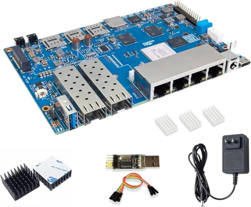 Banana Pi BPI-R4 WiFi 7 Router Board OpenWRT - DDR4 4GB/8GB RAM-MediaTek MT7988A (Filogic 880) SoC, 4G/5G Wireless Router, 2X 10GbE SFP 4X GbE for NAS Smart Home Gateway (Kit1, DDR4 4GB)