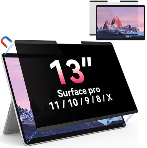 Yklssm Magnetischer Blickschutzfilter für 13 Zoll Microsoft Surface Pro 11/10/9/8/X, Abnehmbar Anti Glare Blaulicht Privacy Screen Blickschutzfolie Sichtschutz Black Security Private Protector