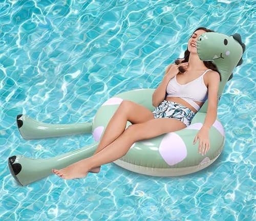 Vintix Dinosaur Inflatable Pool Floats for Adults - 4 IN 1 Swimming Pool Floats Hammock, Beach & Pool Float Ride On | Sturdy PVC Vinyl 160×96cm Inflatable Pool Water Hammock Summer Swimming Rings