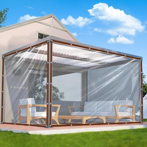 Transparente Plane Mit öSen - 2x3m Plane Durchsichtig für Außenbereich Gartenmöbel Abdeckplane Wasserdicht Wetterfeste Transparent Terrassenplane für Schutz Vor Witterung