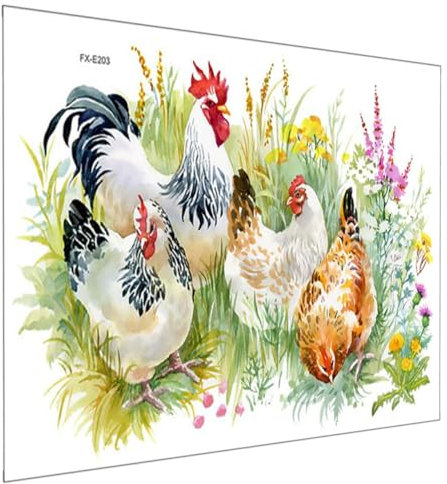 TOYANDONA Wandtattoo Huhn Gras Selbstklebend Abnehmbarer Wandaufkleber für Wohnzimmer Schlafzimmer und Flur Dekorative Wanddeko für Glatte Oberflächen Rustikales Design