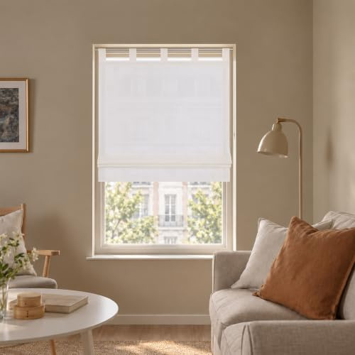 Yujiao Mao Store Bateau Tamisant, Passe-Tringle, Beige, L120 x H140 cm | Rideau bateau réglable en hauteur, polyester texturé, pour fenêtre de cuisine, salon, salle à manger et chambre