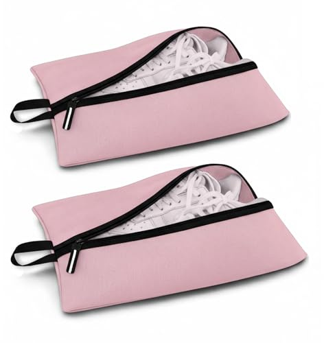 Shoe Bags for Travel, Waterproof Oxford Fabric, Zippered Shoe Storage Organiser with Handle, Lightweight Dustproof Shoe Pouch for Trainers, Gym, 16.5 x 9.8 Inches (Shoe Bag Pink-2 Pack)
