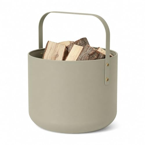 Livlig53 LIVLIG Firewood Basket Metal Mint, Premium Wood Basket for | Beautiful large firewood basket (36 x 44 cm) with handle in matte look, ideal storage basket and elegant fireplace