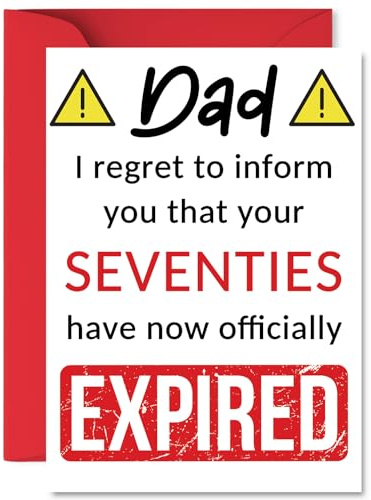 Funny 80th Birthday Cards for Dad, Your Seventies Have Expired | Happy Birthday Card for Dad Daddy Papa from Son Daughter, A5 Banter Joke Humour Bday Greeting Cards Gift