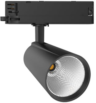 FOOC LED Stromschienenstrahler 30 Watt 3-Phasen 4-Draht Dreh- und schwenkbares Stromschienenlicht 3000K Warmweiß 2800lm Aluminium Deckenleuchte für Innenbeleuchtung Schienensystem, Schwarz
