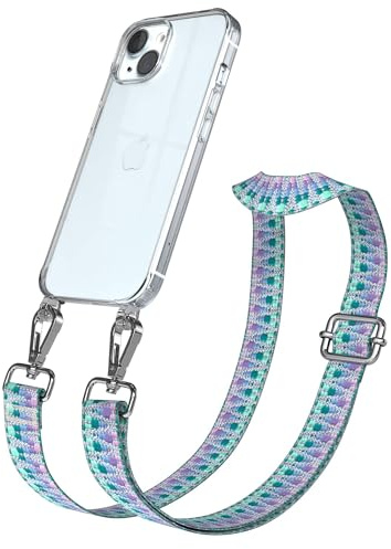 EAZY CASE Handykette - Verstellbares Taschenband kompatibel mit iPhone 15, Schulterriemen, Handykordel mit Silikon Hülle, Umhängetasche, Einhorn Silber