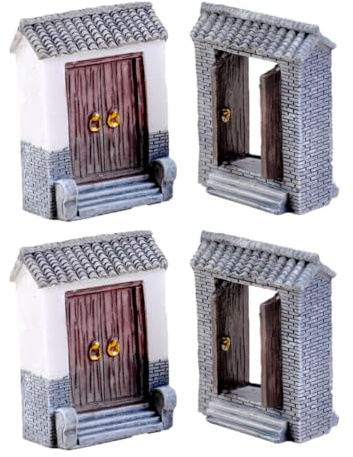Hemobllo 4 Stück Teiliges Miniatur tür Harz Dekorative Mini türen mit Ziegelmuster Langlebige Mikro landschafts Ornamente für Garten Puppenhaus und DIY miniaturmodelle Zufälliger Stil