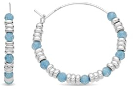 LUXENTER Deli Ohrringe aus 925er-Sterlingsilber mit Aquamarin-Zirkon, rhodiniert, Blau, kleine Ohrringe, Damenschmuck, Modell Deli