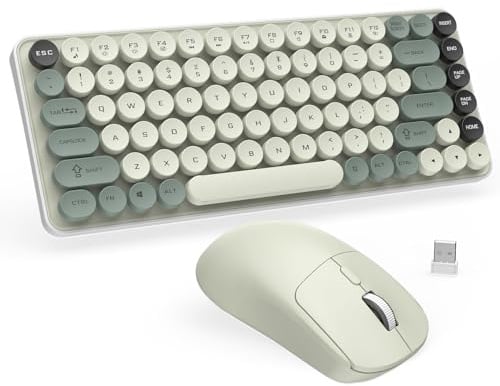 LAMA 75% Keyboards and Mouse Combo, 2.4G& Bluetooth, 85 Keys, US Layout | Wireless Dual-Mode 2.4GHz & Bluetooth Two-Device Connection, Detachable Retro Round Keycaps, Quiet Typing, Wide Compatibility
