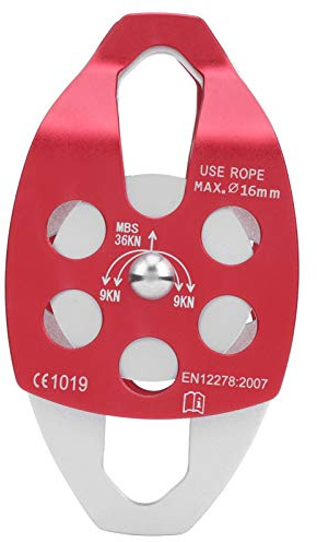Alomejor Polea de Doble Roldana, Polea de Escalada de Aluminio Aeronáutico 7075 con Placas Laterales Oscilantes para Montañismo, Escalada en Roca, Supervivencia y Trabajos aéreos.