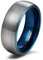 Titaniumcentral 6mm 8mm Damen Herren Wolfram Ring Ehering Hochzeitsband Trauringe Pinsel Silber mit Schwarz Blau (Blau(8mm),63 (20.1))