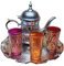 Juegos DE TÉ MARROQUIES KENTA ARTESANIAS : Bandeja 25 CM + 3 Vasos + Tetera DE Acero 0.80L