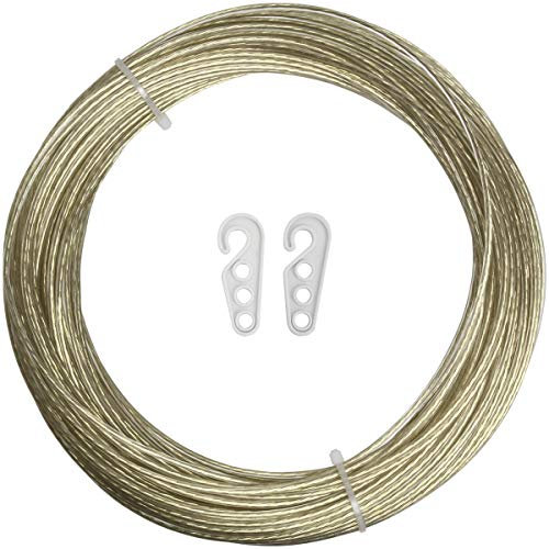 iGadgitz Home U6941 - Wäscheleine Stahleinlage Seil Kunststoff-Überzug Kleidung Leine Wäsche Stahlherz für Kleidung fürs Freie, Garten, Wand - Gold - Länge 50m