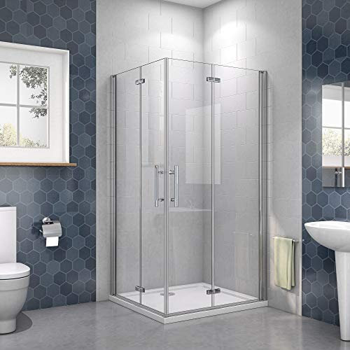 Doppia Porta Battente e Pieghevole 120x75 cm per Box Doccia Angolare Alto 195 cm in Vetro Temperato Trasparente Anticalcare da 6 mm Telaio in Alluminio Cromo Lucido