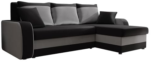 Mirjan24 Ecksofa Kristofer, Design Eckcouch, Couch mit Schlaffunktion, Zwei Bettkasten, Wohnlandschaft, Bettfunktion L-Form Sofa, Ottomane universell (Manila 18 + Manila 16)