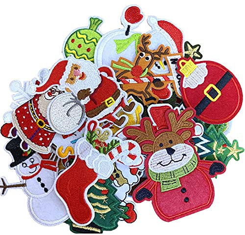 30Pcs Weihnachten Patches zum Aufbügeln weihnachtsmann weihnachtsbaum Bügelbilder Bügelflicken Aufbügel Aufnäher Patches Aufbügelbilder Aufbügelflicken Bilder Flicken zum aufbügeln