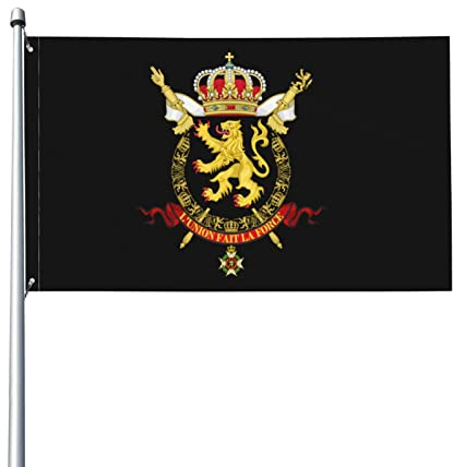 Armoiries du drapeau belge 0,9 x 1,5 m – Résistant aux UV – Drapeau de jardin avec œillets.