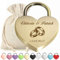 Cadenas d'amour en forme de cœur bronze avec gravure personnalisée et clé - Motif anneaux entrelacés - Cadenas - Sac cadeau en tissu - Anniversaire de Saint-Valentin - Cadeau - Couple