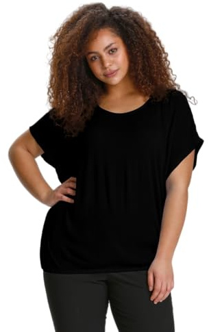 KAFFE CURVE Kurzarm-Bluse KCami Kaffe Damen Bluse Große Größen Damen Basic Casual Shirt Kurzarm Lassig Rundhals Black Deep 50