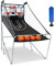 GOPLUS Basketball-Schießmaschine, Basketballständer inkl. 4 Basketbälle und Pumpe, Basketballkorb klappbar, Basketballständer mit Punktezähler, 8 Spieleinstellungen für 1-4 Spieler (Weiß)