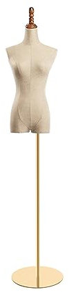 Rozhuhro Weibliche Torso Einstellbare Plus Size Mannequin Erwachsene Frauen Kleid Form mit Holz Arme für Kleidung Display Schuhe und Taschen Display,Disc Base,A