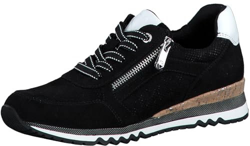 MARCO TOZZI Damen Sneaker flach mit Reißverschluss Vegan, Schwarz (Black/white), 38 EU