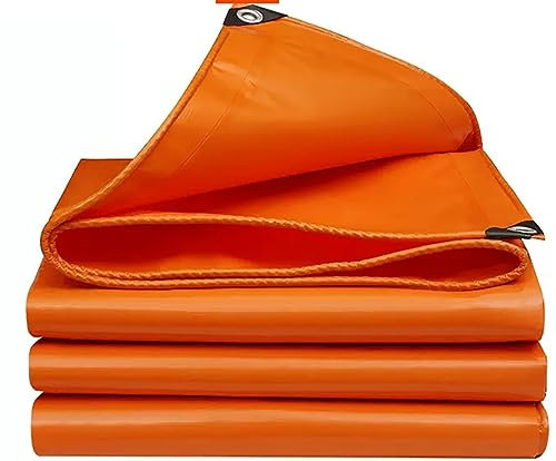 Plane Abdeckplane Wasserdicht 500g/m² PE Gewebeplane Mit Ösen Gartenplane Reißfest UV-stabilisiert Abwaschbar Mehrzweck Schutzplane Für Gartenmöbel Grill Pool Zeltunterlage Trampolin (Color : Orange