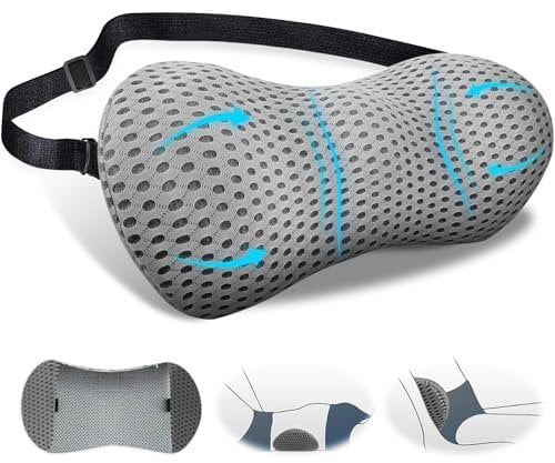 EPROICKS Lendenkissen, Rückenkissen mit Abnehmbarem Gummiband, Anti-Rutsch Lordosenstütze, Lendenwirbelkissen für Bürostuhl Lumbar Cushion