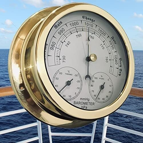 High-Precision Barometer, 5.6 Aneroid Barometer Weather Station - Traditional 3 In 1 Temperature Humidity & Air Pressure Gauge