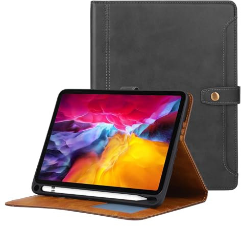 Miieadoo Vintage Style Rindsleder Tasche - Echt Leder Handyhülle Geeignet für Herren: Schützen Sie Ihr iPad Air 5 10.9 Zoll, Schwarz